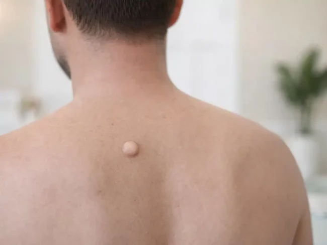Atheroma vagy másnéven kásadaganat a háton.