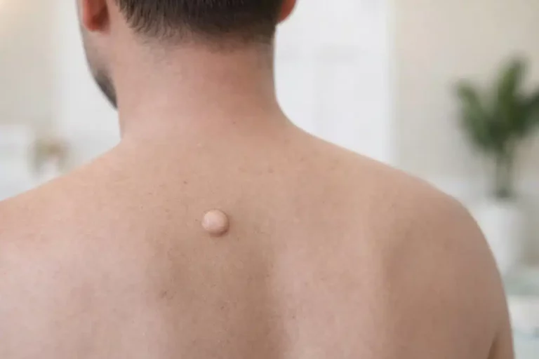 Atheroma vagy másnéven kásadaganat a háton.